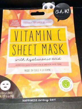 x2 NEW Oh K! Vitamin C Sheet Mask with Hyaluronic Acid New Single Use Sheet Mask